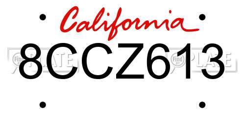 8CCZ613 California License Plate