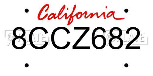 8CCZ682 California License Plate