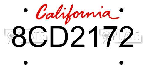 8CD2172 California License Plate