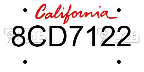 8CD7122 California License Plate