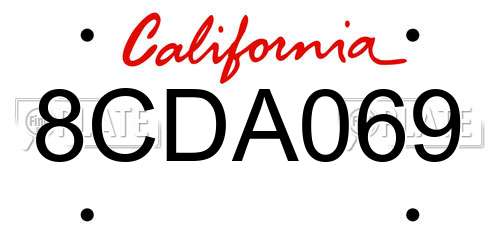 8CDA069 California License Plate