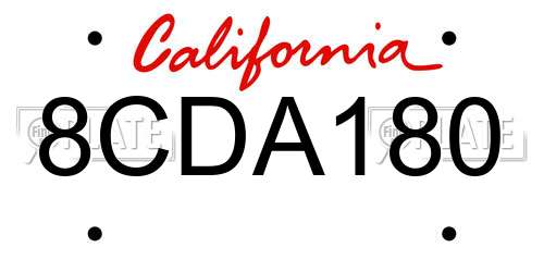8CDA180 California License Plate