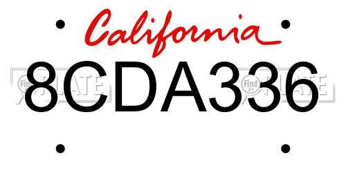 8CDA336 California License Plate