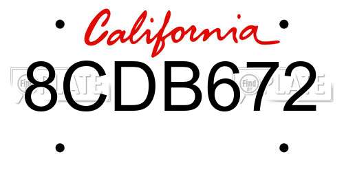 8CDB672 California License Plate