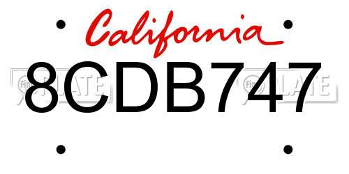 8CDB747 California License Plate