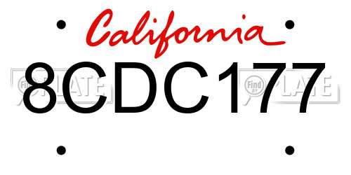 8CDC177 California License Plate