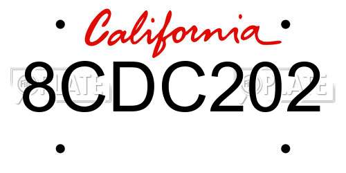 8CDC202 California License Plate