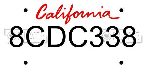 8CDC338 California License Plate