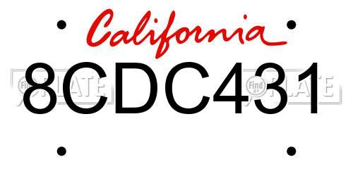 8CDC431 California License Plate