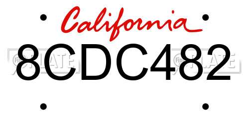 8CDC482 California License Plate