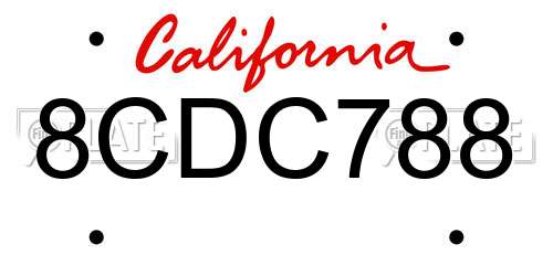 8CDC788 California License Plate