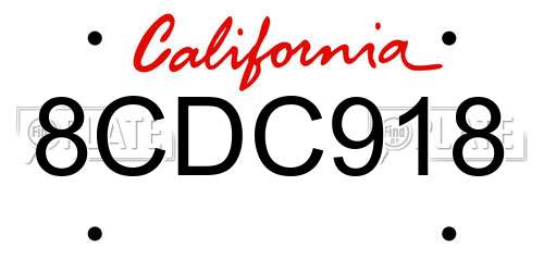 8CDC918 California License Plate