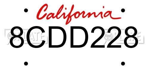 8CDD228 California License Plate