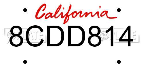 8CDD814 California License Plate