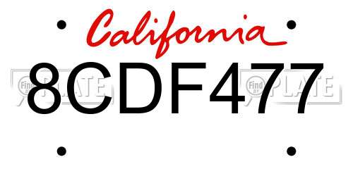8CDF477 California License Plate