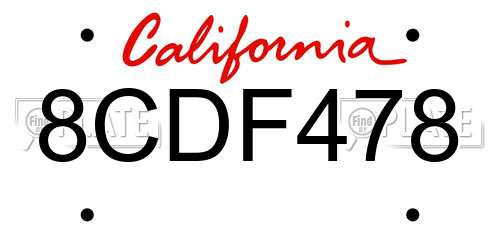 8CDF478 California License Plate