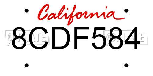 8CDF584 California License Plate