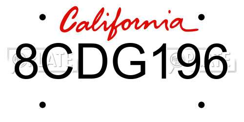 8CDG196 California License Plate
