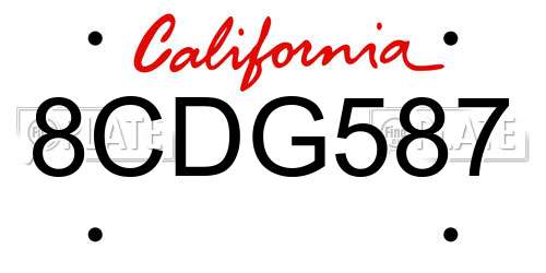 8CDG587 California License Plate