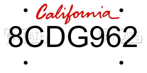 8CDG962 California License Plate