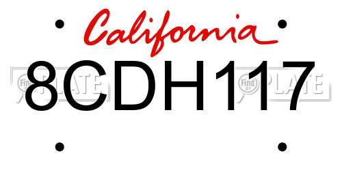 8CDH117 California License Plate