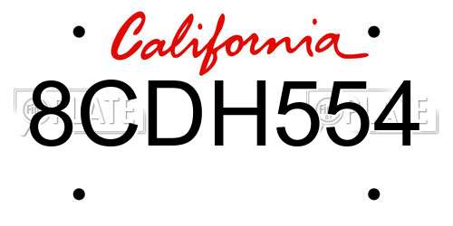 8CDH554 California License Plate