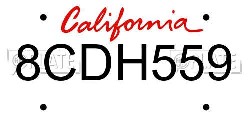 8CDH559 California License Plate