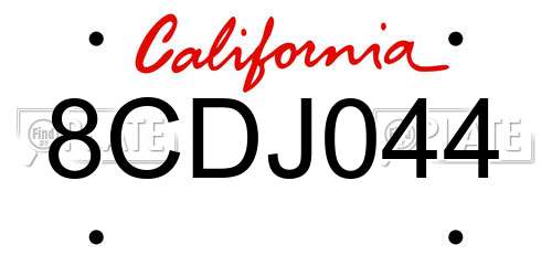 8CDJ044 California License Plate