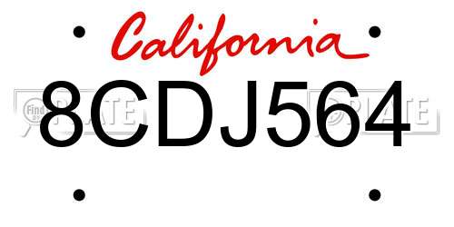 8CDJ564 California License Plate