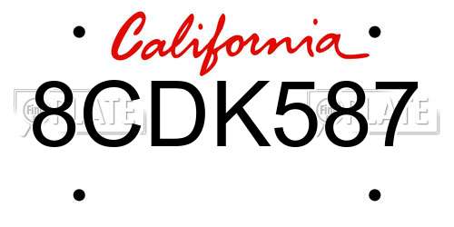8CDK587 California License Plate