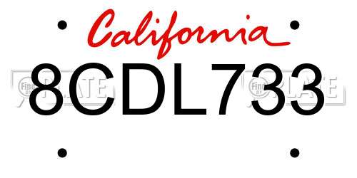 8CDL733 California License Plate