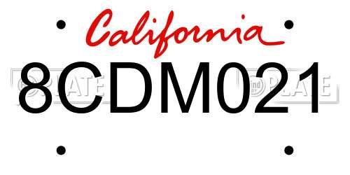 8CDM021 California License Plate