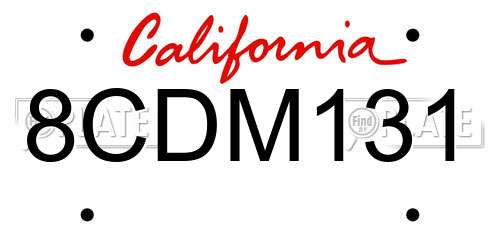 8CDM131 California License Plate
