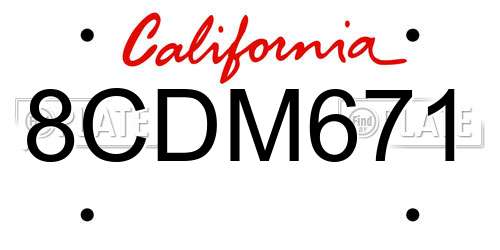 8CDM671 California License Plate