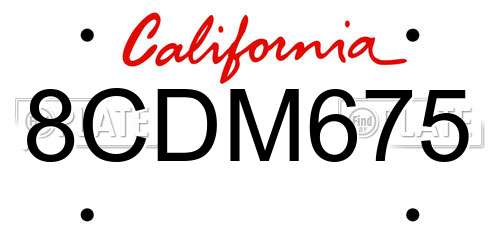 8CDM675 California License Plate