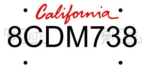 8CDM738 California License Plate