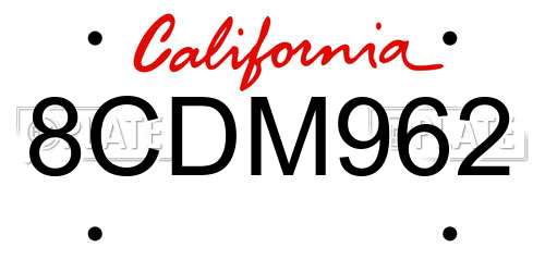 8CDM962 California License Plate