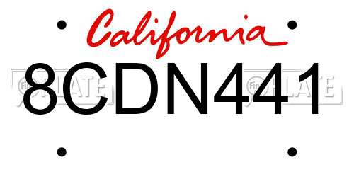 8CDN441 California License Plate