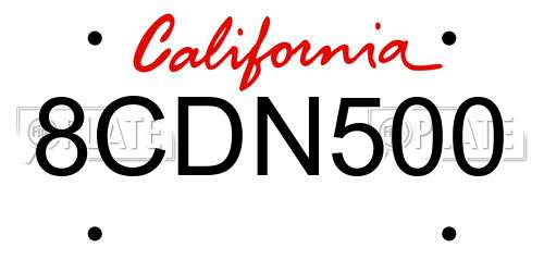8CDN500 California License Plate