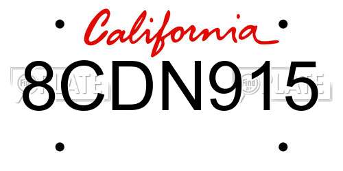 8CDN915 California License Plate