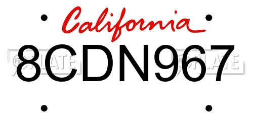 8CDN967 California License Plate