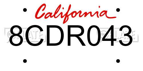 8CDR043 California License Plate