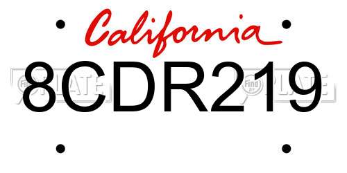 8CDR219 California License Plate