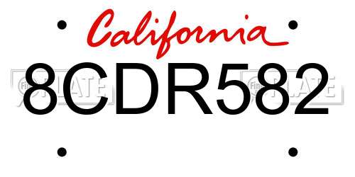 8CDR582 California License Plate