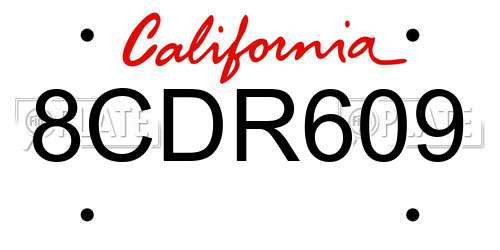 8CDR609 California License Plate