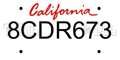 8CDR673 California License Plate