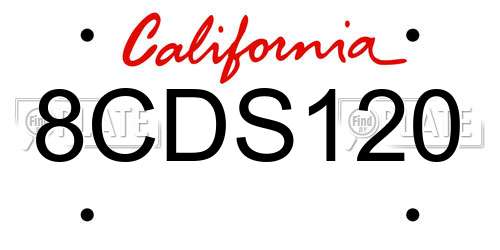 8CDS120 California License Plate