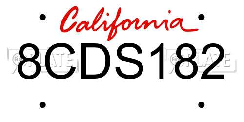 8CDS182 California License Plate