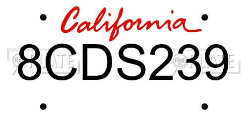 8CDS239 California License Plate