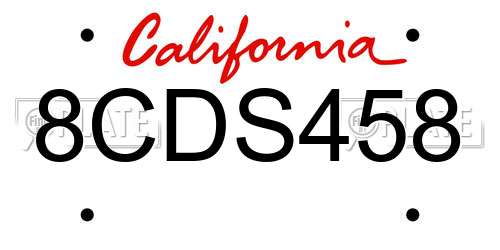 8CDS458 California License Plate